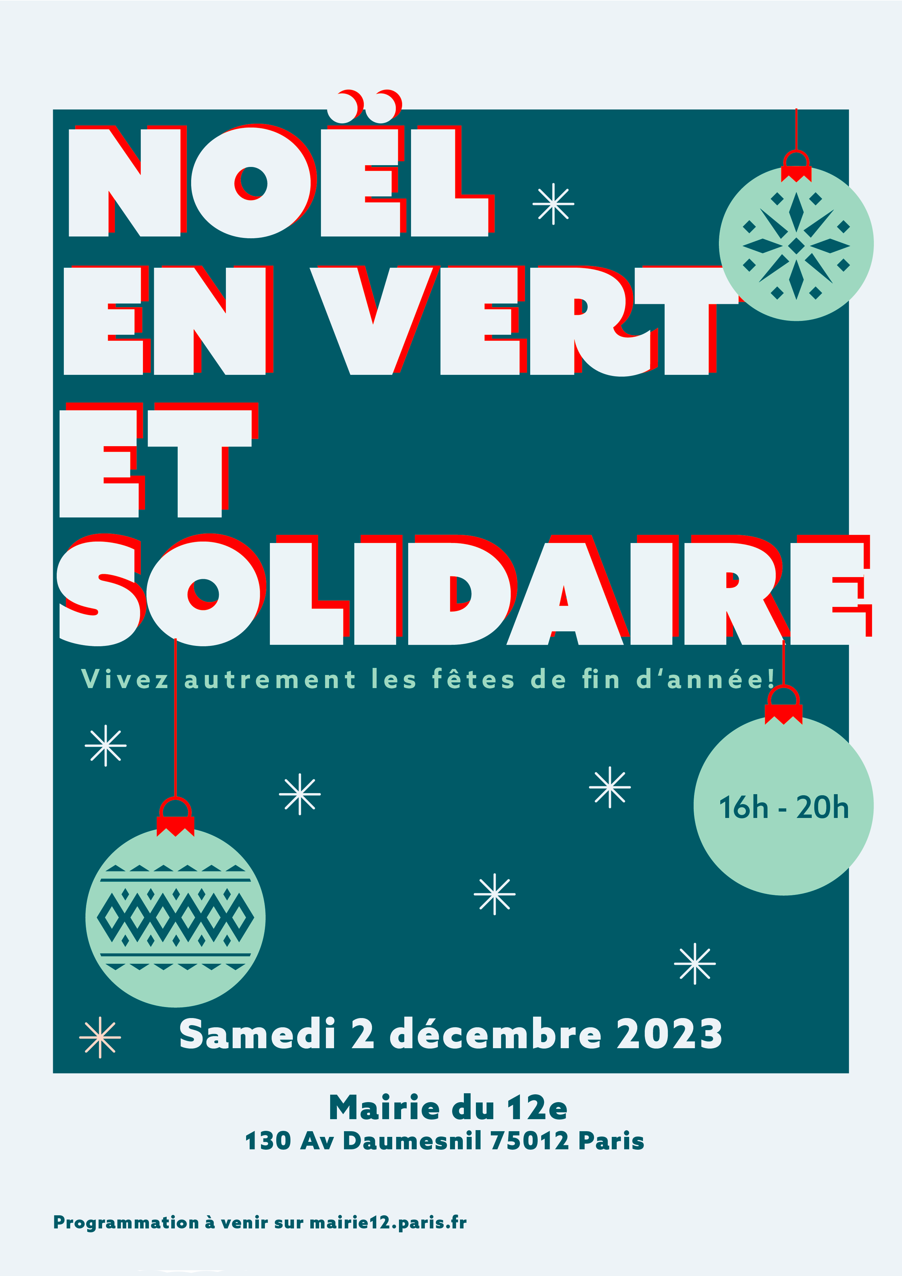 Affiche de Noël en vert solidaire pour l'année 2023